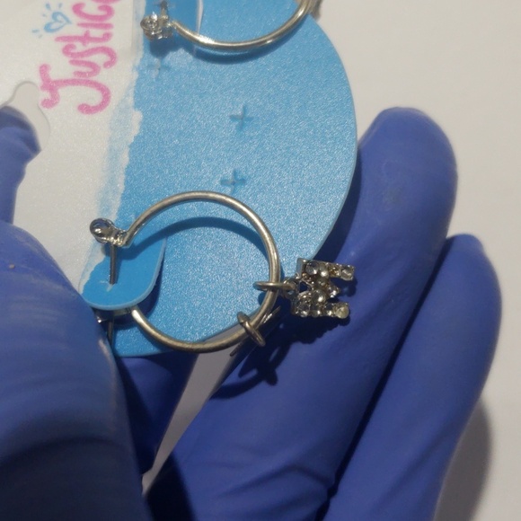 Justice Silver-tone Hoop Earrings Sparkling "M" & star-shaped charms - Girls - Picture 7 of 8